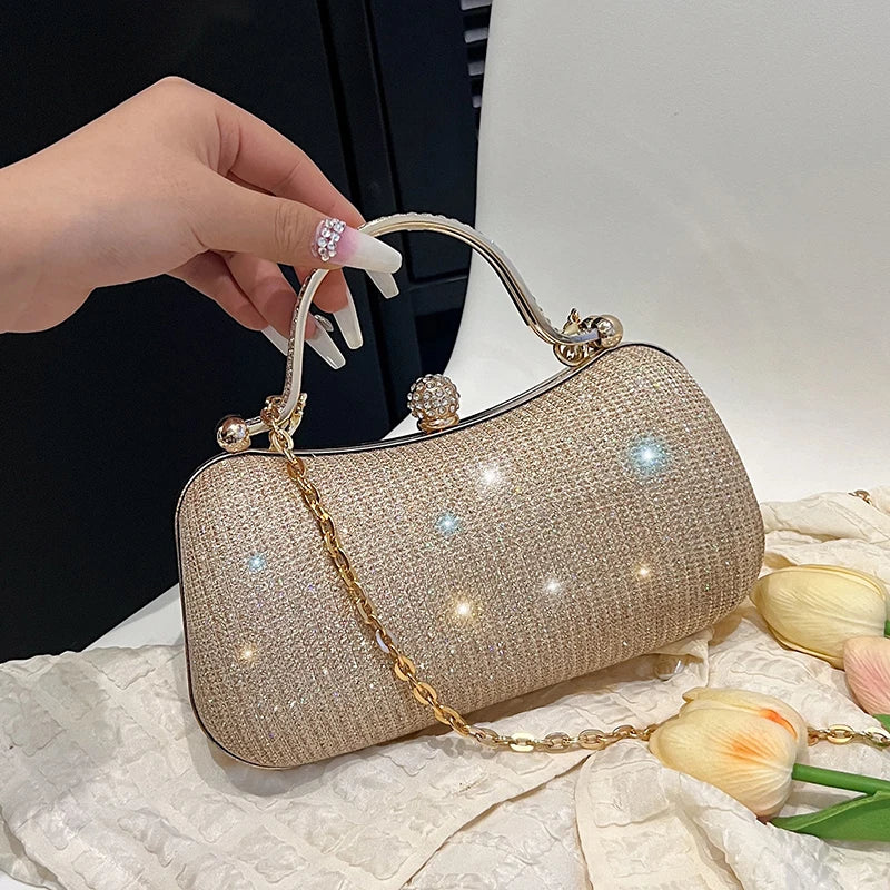 TAS PESTA MALAM WANITA ELEGAN BERKILAU MODEL SILINDER - BERKAH REJEKIMU GROUP