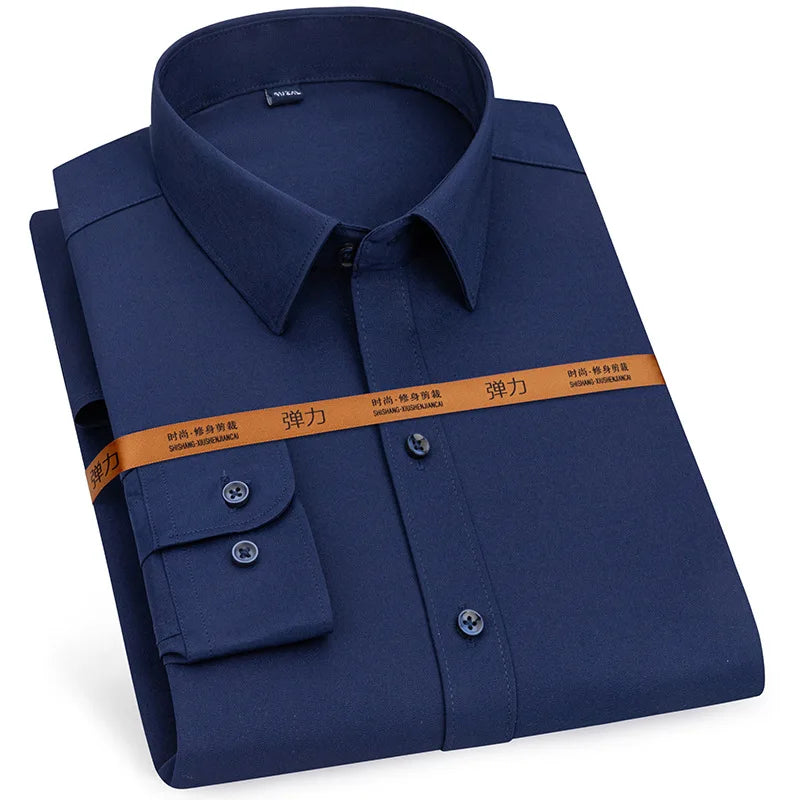 Men Business Slim Fit Dress Shirt Long Sleeve No Iron Soft Formal Shirt 40-43
