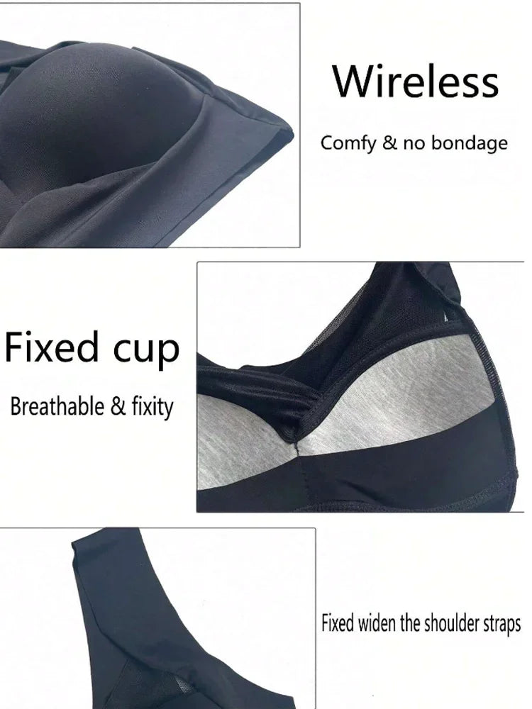 Women Seamless Comfort Bra Set 3 Pcs Wireless Soft Stretch Lingerie L-XXL