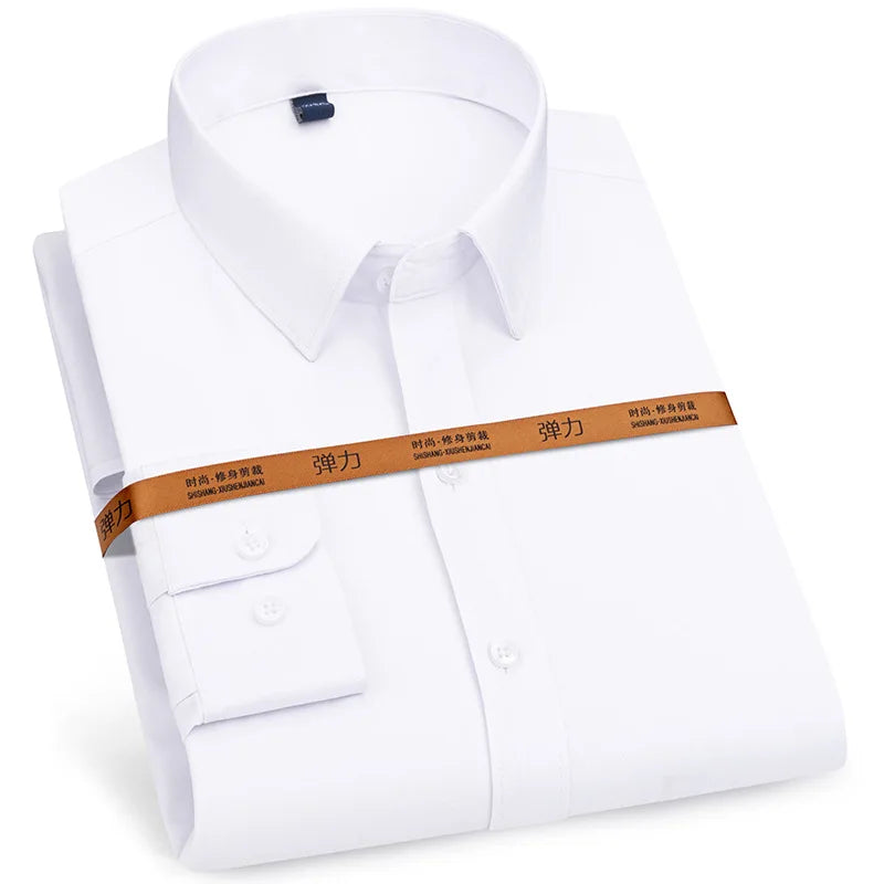 Men Business Slim Fit Dress Shirt Long Sleeve No Iron Soft Formal Shirt 40-43