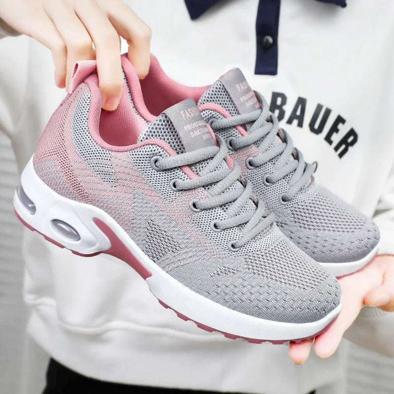 SEPATU OLAHRAGA WANITA BAHAN JARING RINGAN & BERNAFAS UKURAN LENGKAP | Women's Breathable Mesh Running Sneakers Casual Lace-Up Sport Shoes Large Size Available