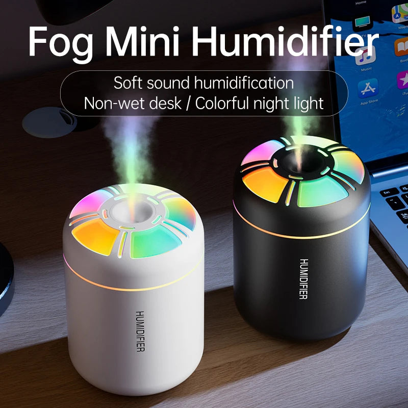 ALAT PELEMBAP UDARA & PENGHARUM RUANGAN PORTABEL 180ML LAMPU WARNA | Ultrasonic 5V USB Humidifier Mist Maker Aroma Diffuser Essential Oil with Colorful LED Light