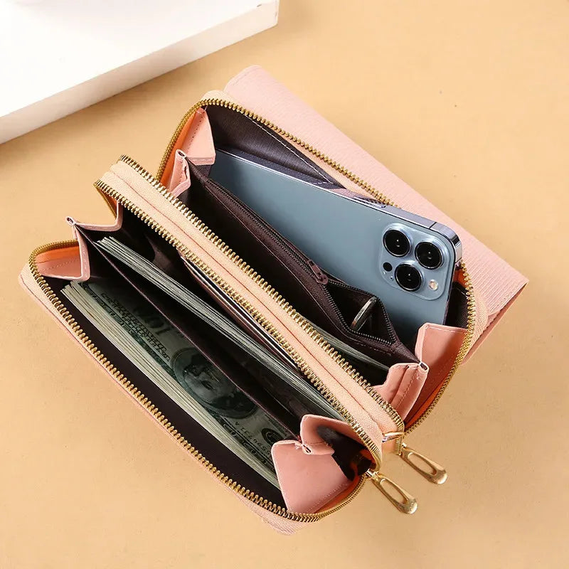 DOMPET WANITA PANJANG BISA JADI TAS SELEMPANG SERBAGUNA ELEGAN | Women's Long Convertible Wallet Shoulder Bag Clutch with Coin Purse Multi-Card Slots