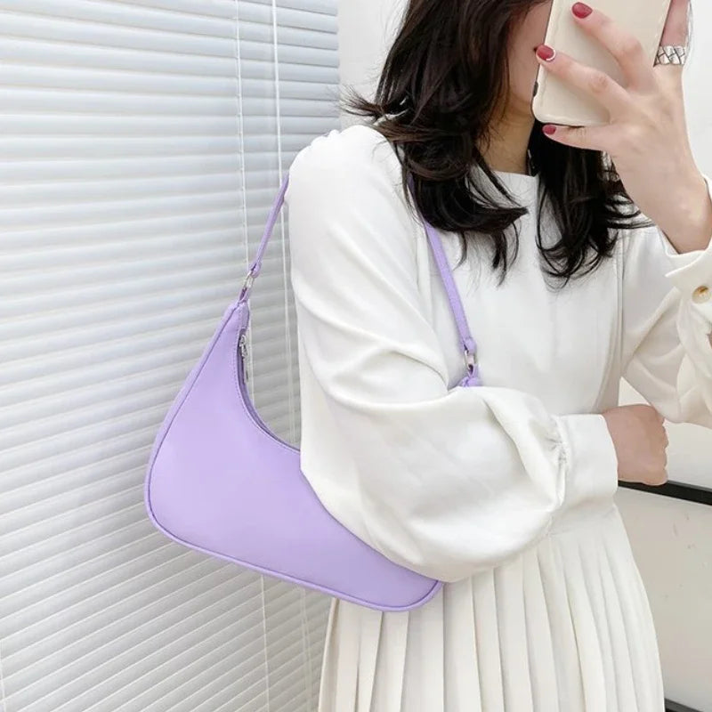TAS BAHU KETIAK WANITA PREMIUM BAHAN NILON RINGAN GAYA KEKINIAN | Women's Premium Nylon Underarm Shoulder Bag Lightweight Casual Clutch Purse