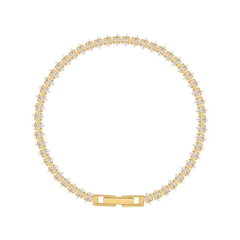 GELANG KRISTAL MEWAH MOTIF GEOMETRIS WANITA PERHIASAN ELEGAN | Women's Luxury Crystal Geometric Chain Bracelet Elegant Fashion Jewelry