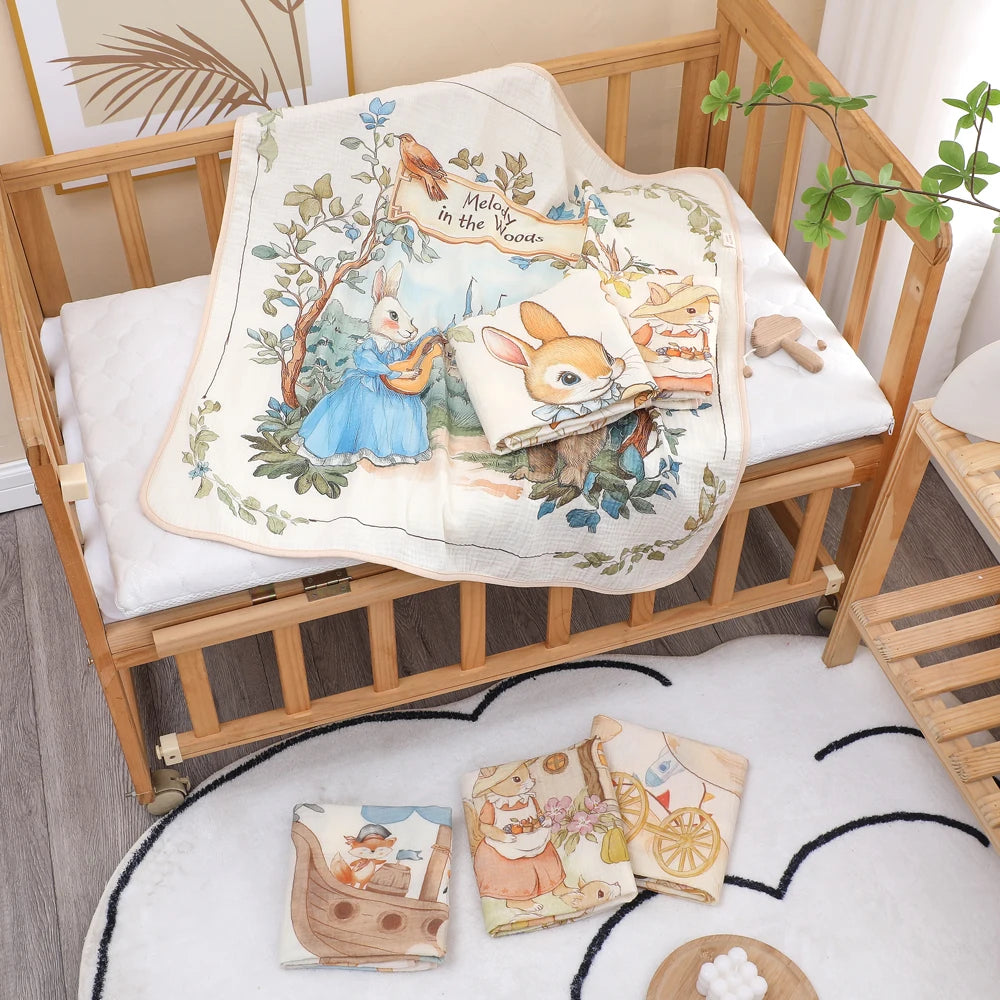 SELIMUT & HANDUK BAYI BAHAN KATUN HALUS MOTIF LUCU ELEGAN | Newborn Baby Pure Cotton Soft Blanket & Bath Towel Assorted Cute Design