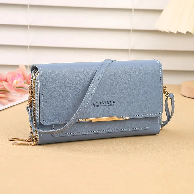 DOMPET WANITA PANJANG BISA JADI TAS SELEMPANG SERBAGUNA ELEGAN | Women's Long Convertible Wallet Shoulder Bag Clutch with Coin Purse Multi-Card Slots