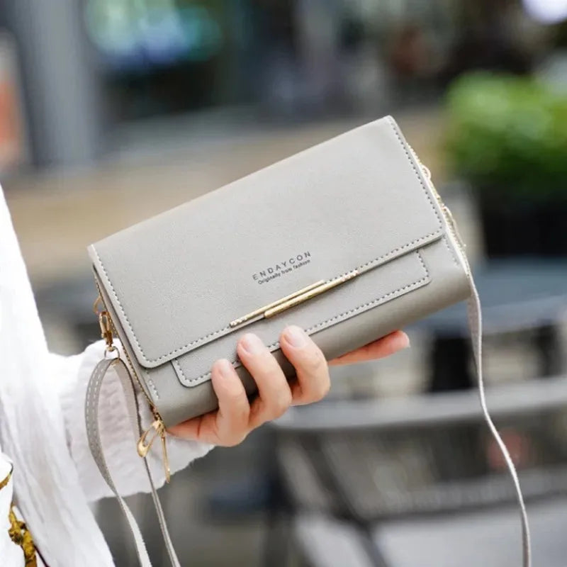 DOMPET WANITA PANJANG BISA JADI TAS SELEMPANG SERBAGUNA ELEGAN | Women's Long Convertible Wallet Shoulder Bag Clutch with Coin Purse Multi-Card Slots