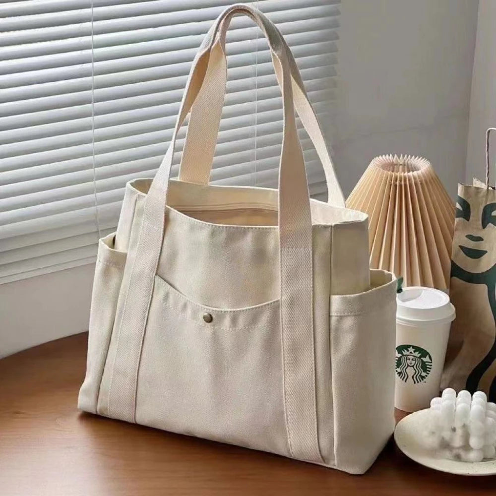 TAS TOTE KANVAS PREMIUM KAPASITAS BESAR GAYA KAMPUS & KERJA - BERKAH REJEKIMU GROUP