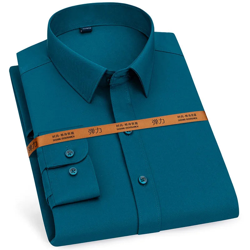 Men Business Slim Fit Dress Shirt Long Sleeve No Iron Soft Formal Shirt 40-43