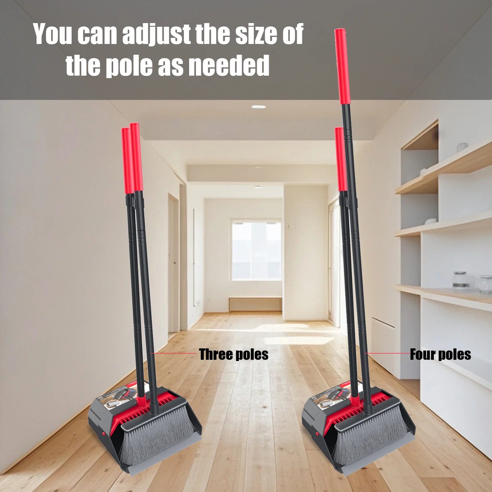 SET SAPU & PENGKIK LIPAT GAGANG PANJANG TAHAN LAMA | Foldable Broom and Dustpan Set with Long Handle Self-Cleaning Household Cleaning Tool
