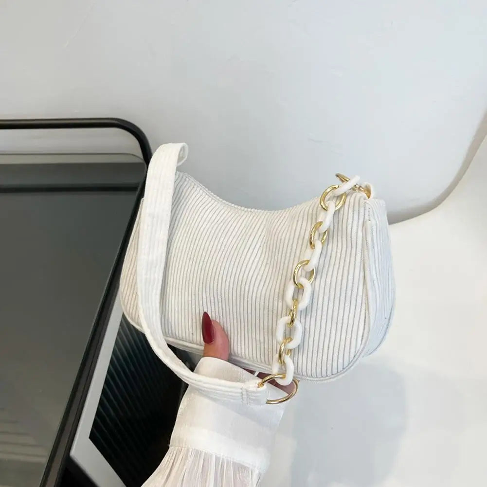 Korean Style Women Corduroy Shoulder Bag Vintage Underarm Handbag 5 Colors
