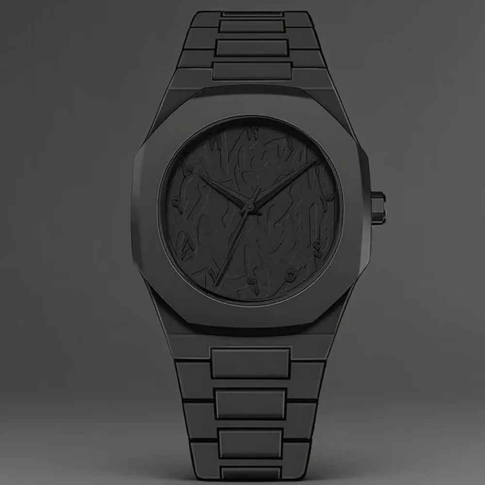 Jam Tangan Kotak Datar Hitam - Desain Unik Kekinian
