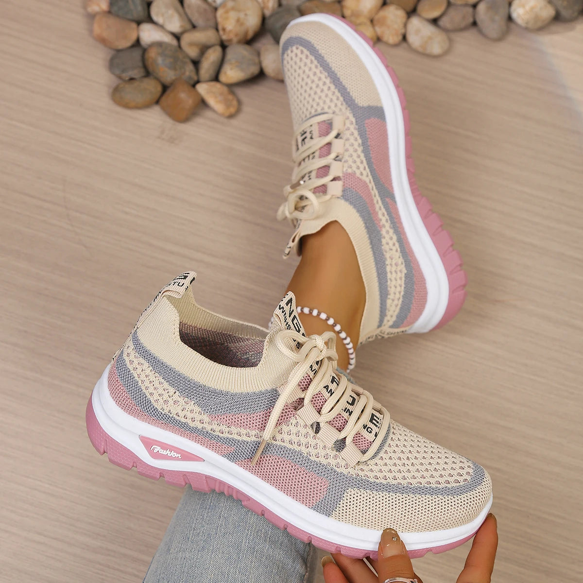 Sepatu Sneakers Wanita Anyaman Warna - Model Baru Ringan & Nyaman Semua Ukuran