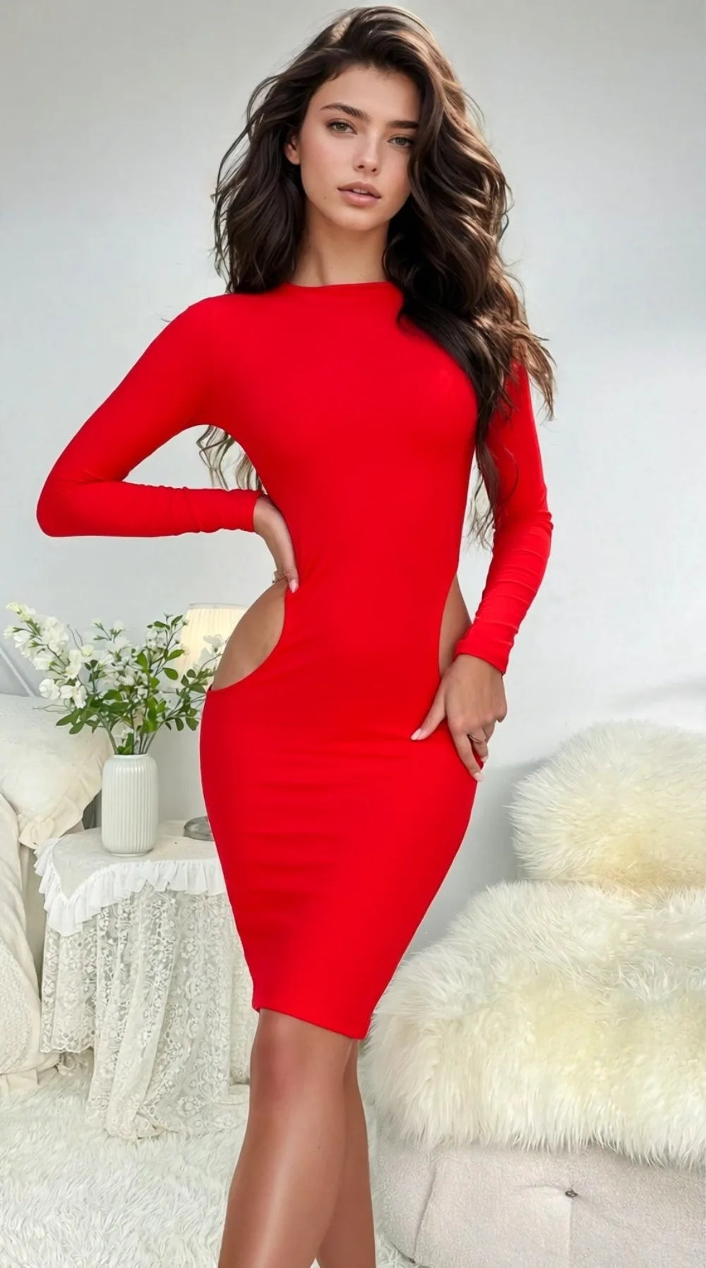 GAUN PENDEK WANITA MODEL TUBUH POTONGAN UNIK ELEGAN & SEKSI | Women's Bodycon Mini Dress Elegant Cutout Design Party Club Casual Wear
