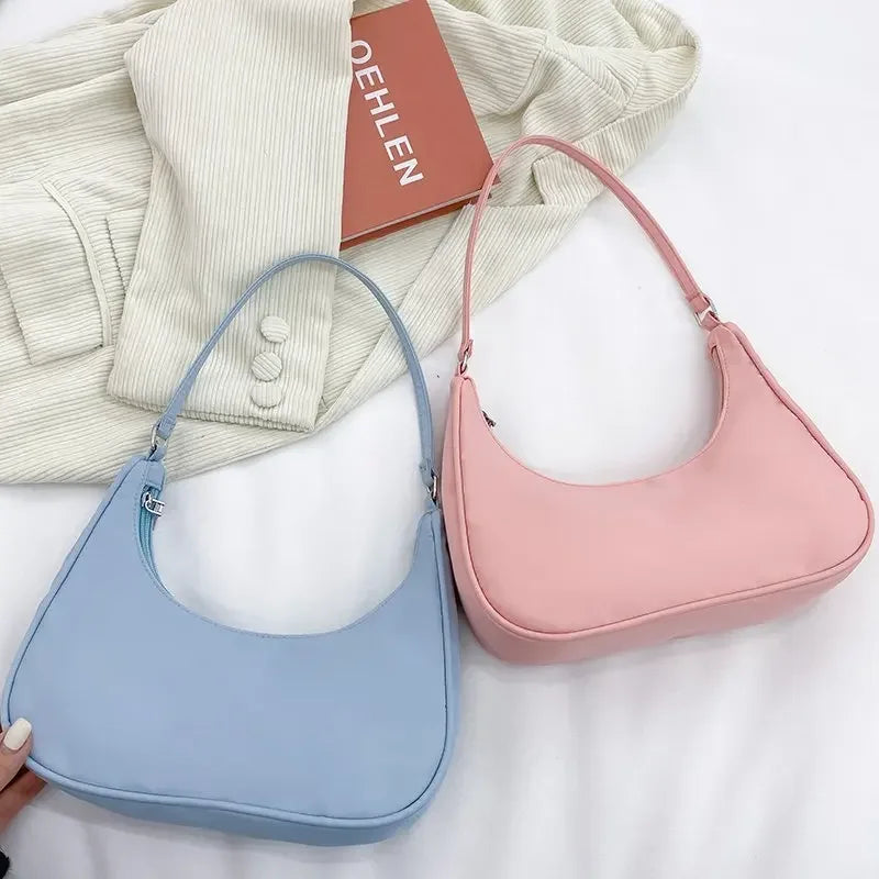 TAS BAHU KETIAK WANITA PREMIUM BAHAN NILON RINGAN GAYA KEKINIAN | Women's Premium Nylon Underarm Shoulder Bag Lightweight Casual Clutch Purse