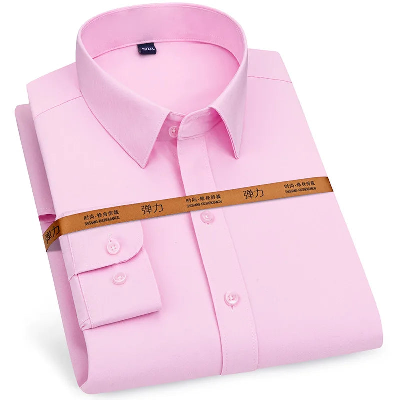 Men Business Slim Fit Dress Shirt Long Sleeve No Iron Soft Formal Shirt 40-43
