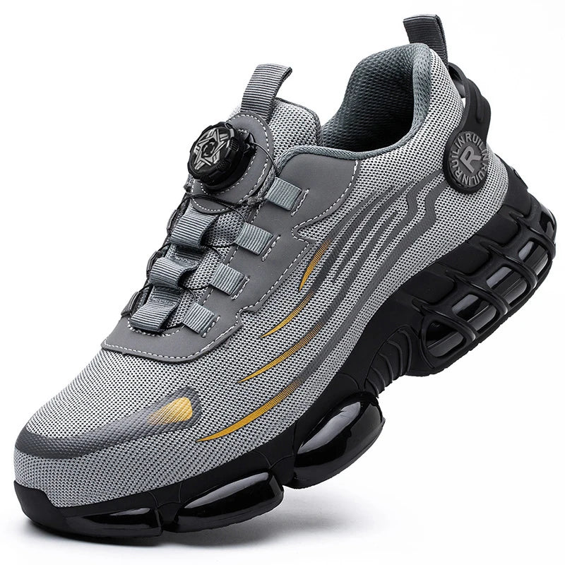 SEPATU PENGAMAN PRIA PREMIUM ANTI PUKUL TAHAN TUSUKAN BAHAN ELASTIS - BERKAH REJEKIMU GROUP