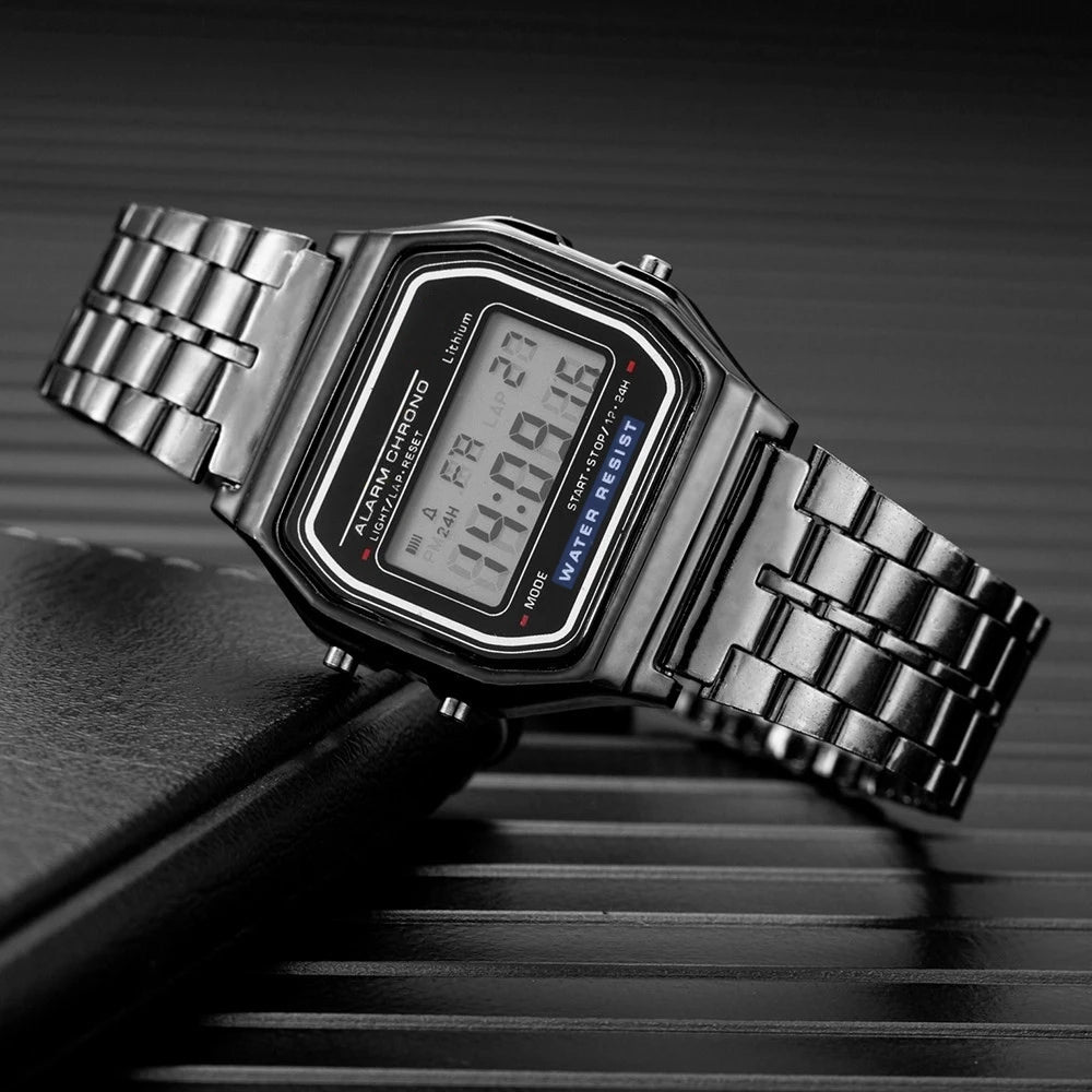 Jam Tangan Digital Kotak Besi - Model Retro Legendaris