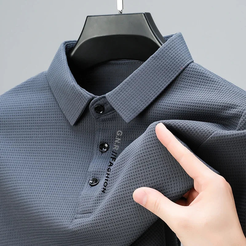 KAOS POLO PRIA PREMIUM BAHAN WAFFLE LENGAN PANJANG BERKEREH - BERKAH REJEKIMU GROUP