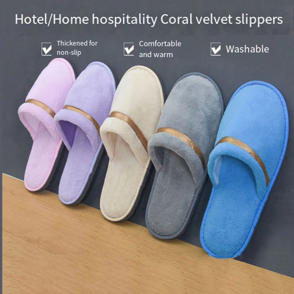 SANDAL RUMAH & HOTEL BAHAN LEMBUT ANTI SELIP WARNA CANTIK NYAMAN & ELEGAN | Soft Coral Fleece Non-Slip Indoor & Hotel Guest Slippers Comfortable Portable
