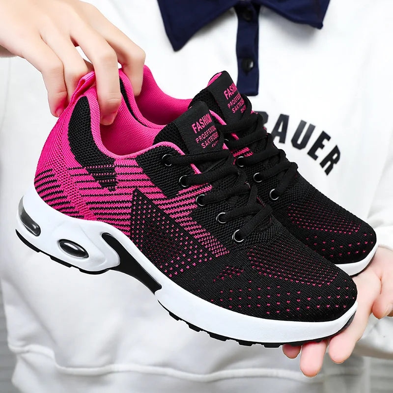 SEPATU OLAHRAGA WANITA BAHAN JARING RINGAN & BERNAFAS UKURAN LENGKAP | Women's Breathable Mesh Running Sneakers Casual Lace-Up Sport Shoes Large Size Available