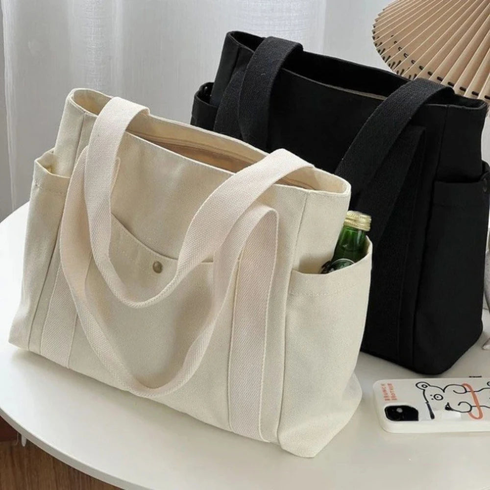 TAS TOTE KANVAS PREMIUM KAPASITAS BESAR GAYA KAMPUS & KERJA - BERKAH REJEKIMU GROUP