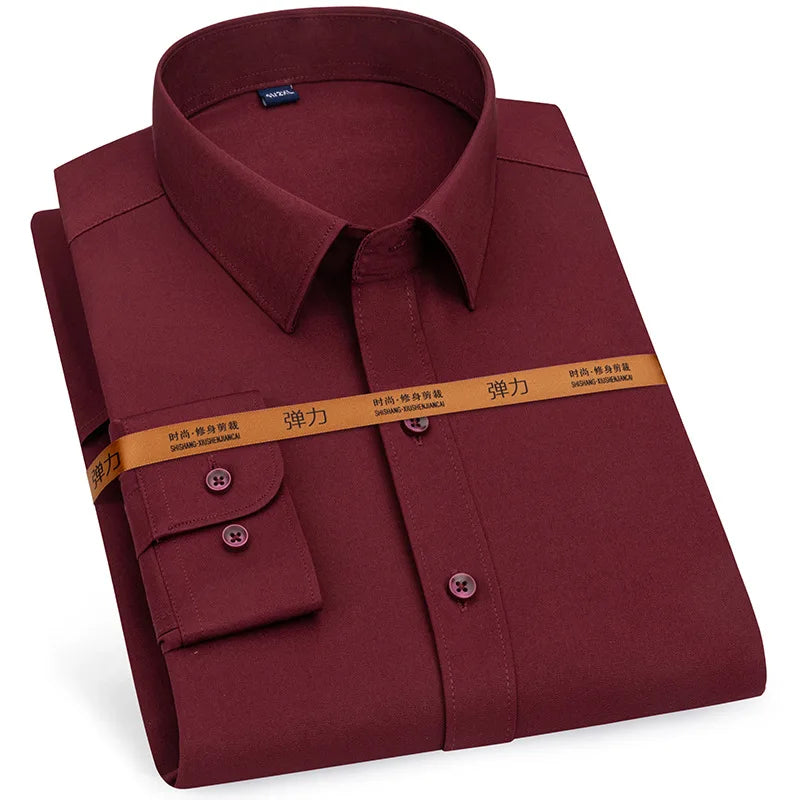 Men Business Slim Fit Dress Shirt Long Sleeve No Iron Soft Formal Shirt 40-43