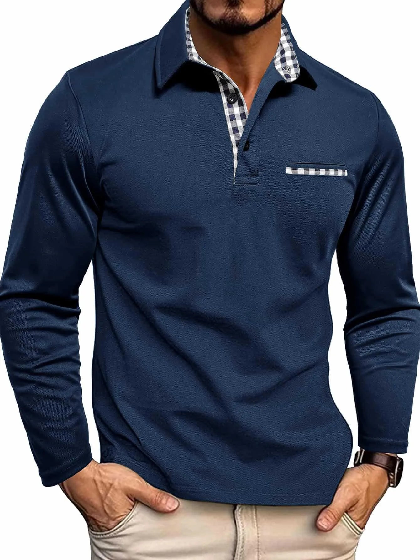 KAOS POLO PRIA PREMIUM LENGAN PANJANG POTONGAN LANGSING BERKERAH - BERKAH REJEKIMU GROUP