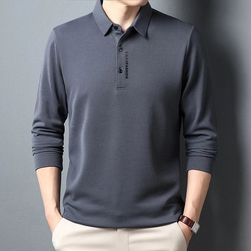 KAOS POLO PRIA PREMIUM BAHAN WAFFLE LENGAN PANJANG BERKEREH - BERKAH REJEKIMU GROUP