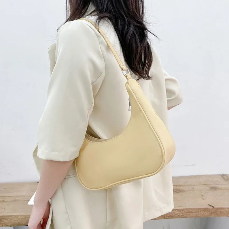 TAS BAHU KETIAK WANITA PREMIUM BAHAN NILON RINGAN GAYA KEKINIAN | Women's Premium Nylon Underarm Shoulder Bag Lightweight Casual Clutch Purse