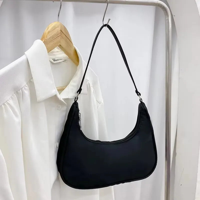 TAS BAHU KETIAK WANITA PREMIUM BAHAN NILON RINGAN GAYA KEKINIAN | Women's Premium Nylon Underarm Shoulder Bag Lightweight Casual Clutch Purse