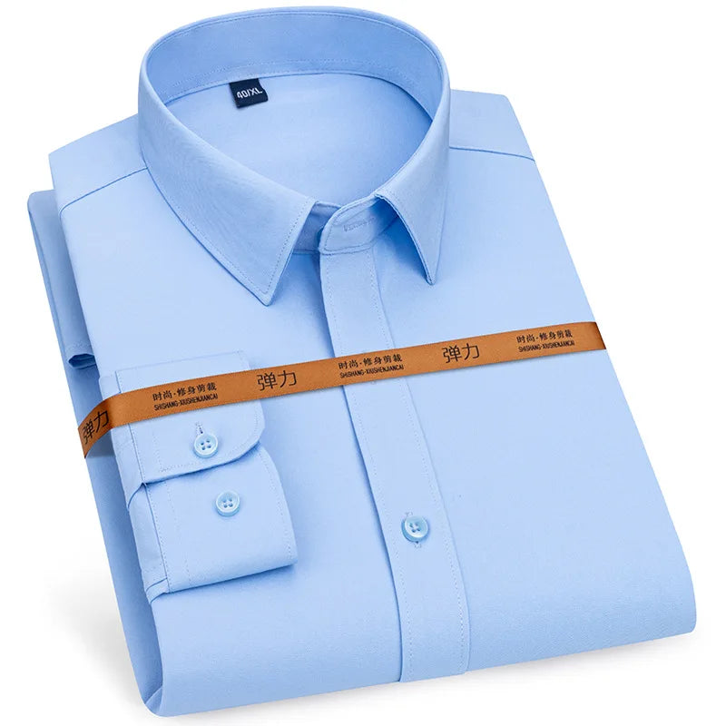 Men Business Slim Fit Dress Shirt Long Sleeve No Iron Soft Formal Shirt 40-43