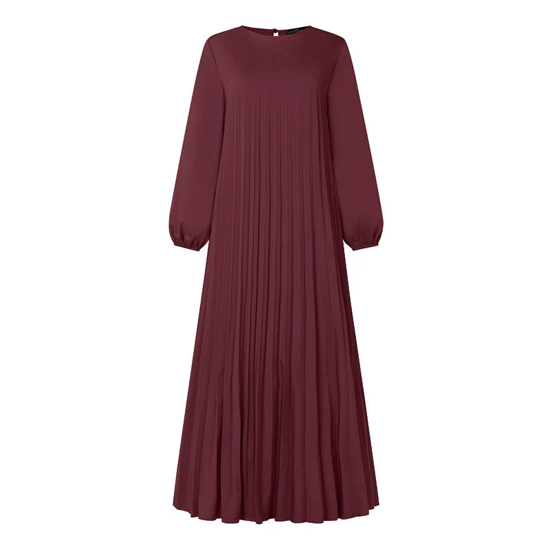 Women's Pleated Fold Abaya Dress - Smooth, Flowy, and Trendy Material