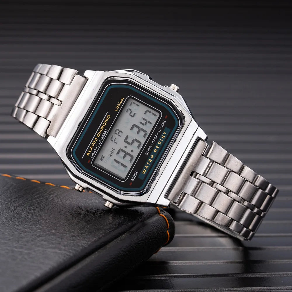 Jam Tangan Digital Kotak Besi - Model Retro Legendaris