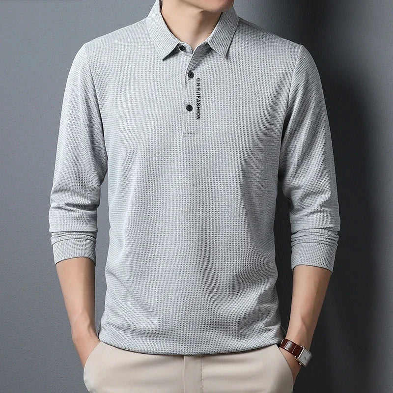 KAOS POLO PRIA PREMIUM BAHAN WAFFLE LENGAN PANJANG BERKEREH - BERKAH REJEKIMU GROUP