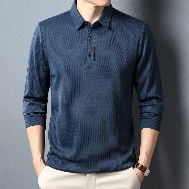 KAOS POLO PRIA PREMIUM BAHAN WAFFLE LENGAN PANJANG BERKEREH - BERKAH REJEKIMU GROUP