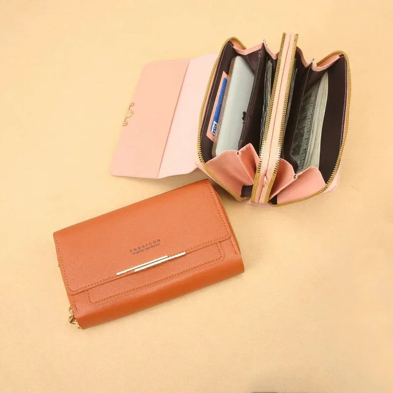 DOMPET WANITA PANJANG BISA JADI TAS SELEMPANG SERBAGUNA ELEGAN | Women's Long Convertible Wallet Shoulder Bag Clutch with Coin Purse Multi-Card Slots