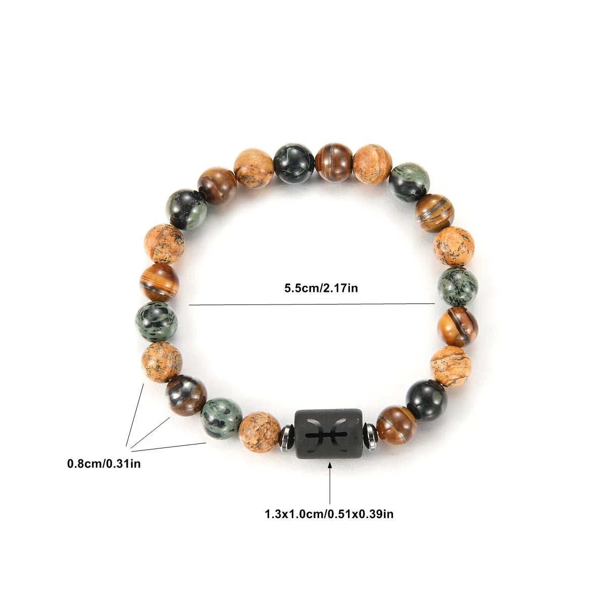 GELANG BATU ALAM MATA HARIO MOTIF 12 ZODIAK UNTUK PRIA | Men's Natural Stone Tiger Eye 12 Constellation Round Beads Bracelet Fashion Jewelry
