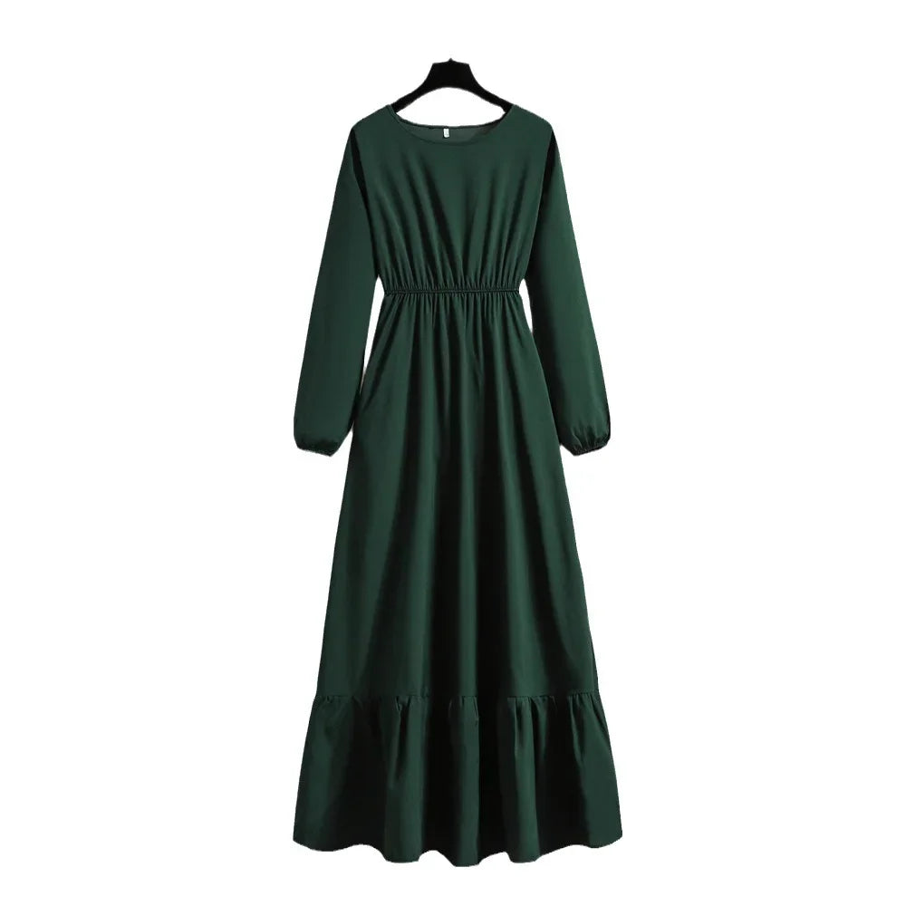 GAUN ABAYA WANITA MUSLIM MODEL DUBAI LENGAN BALON ELEGAN & MEWAH | Women's Abaya Dubai Style Puff Sleeve Ruffles Elegant Long Dress Arab Moroccan Design