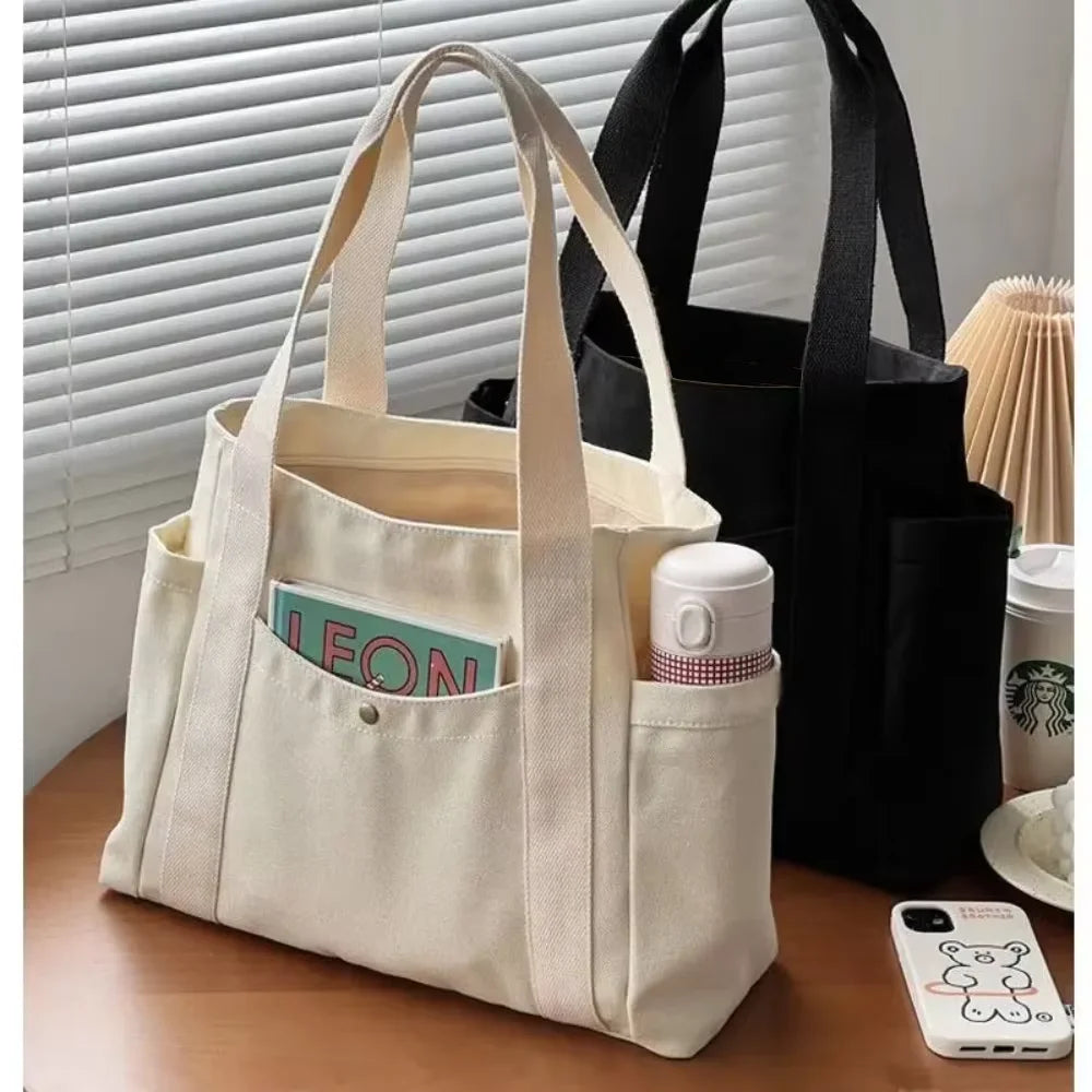 TAS TOTE KANVAS PREMIUM KAPASITAS BESAR GAYA KAMPUS & KERJA - BERKAH REJEKIMU GROUP