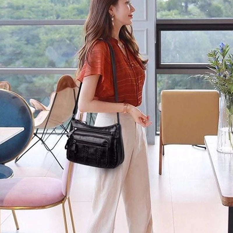 TAS SELEMPANG WANITA BAHAN PU KULIT LEMBUT MULTILAPIS - BERKAH REJEKIMU GROUP