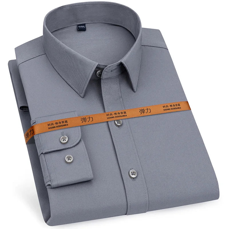 Men Business Slim Fit Dress Shirt Long Sleeve No Iron Soft Formal Shirt 40-43