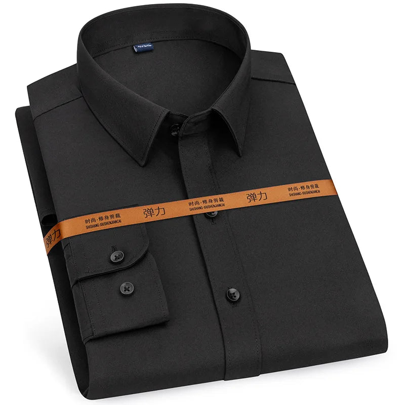 Men Business Slim Fit Dress Shirt Long Sleeve No Iron Soft Formal Shirt 40-43