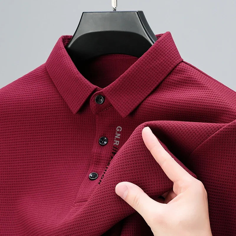 KAOS POLO PRIA PREMIUM BAHAN WAFFLE LENGAN PANJANG BERKEREH - BERKAH REJEKIMU GROUP