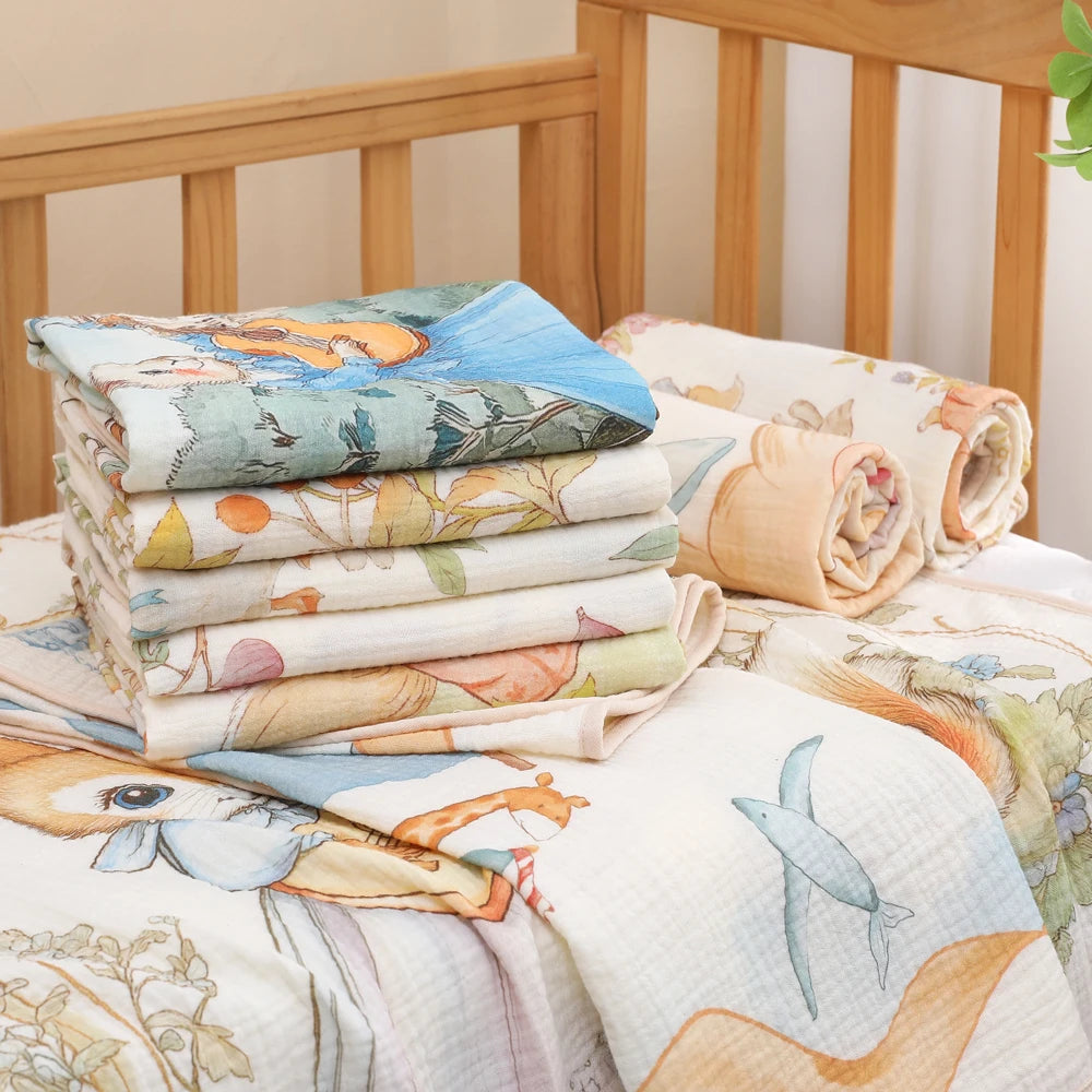 SELIMUT & HANDUK BAYI BAHAN KATUN HALUS MOTIF LUCU ELEGAN | Newborn Baby Pure Cotton Soft Blanket & Bath Towel Assorted Cute Design