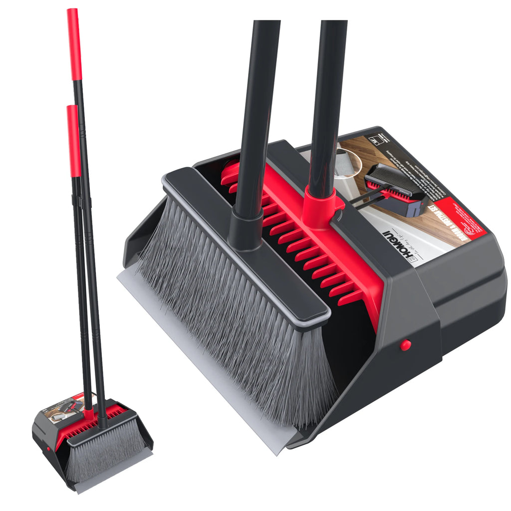 SET SAPU & PENGKIK LIPAT GAGANG PANJANG TAHAN LAMA | Foldable Broom and Dustpan Set with Long Handle Self-Cleaning Household Cleaning Tool