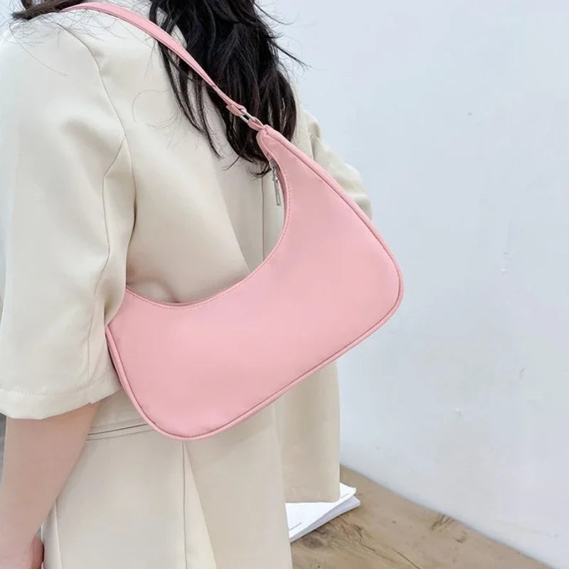 TAS BAHU KETIAK WANITA PREMIUM BAHAN NILON RINGAN GAYA KEKINIAN | Women's Premium Nylon Underarm Shoulder Bag Lightweight Casual Clutch Purse