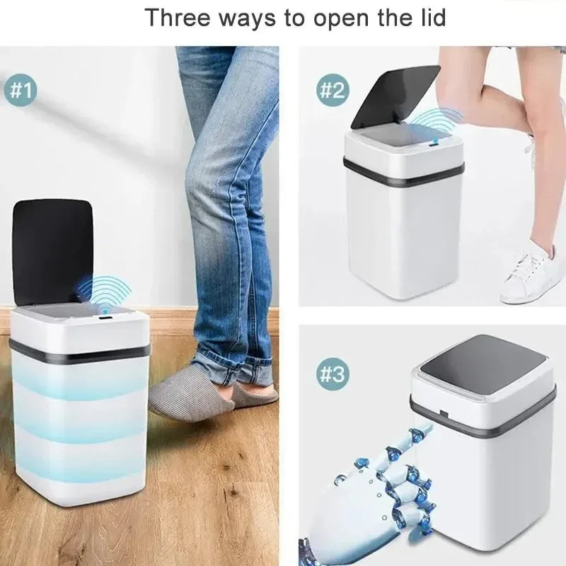 TEMPAT SAMPAH PINTAR SENSOR GERAK OTOMATIS TUTUP TERBUKA SENDIRI | Automatic Induction Smart Garbage Bin Touchless Motion Sensor Waste Bin