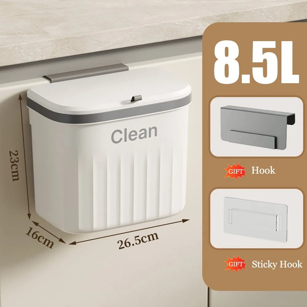 TEMPAT SAMPAH GANTUNG DAPUR 8,5L / 12L PRAKTIS TANPA BOR | Hanging Kitchen Trash Can Wall Mounted Recycling Bin No Drilling